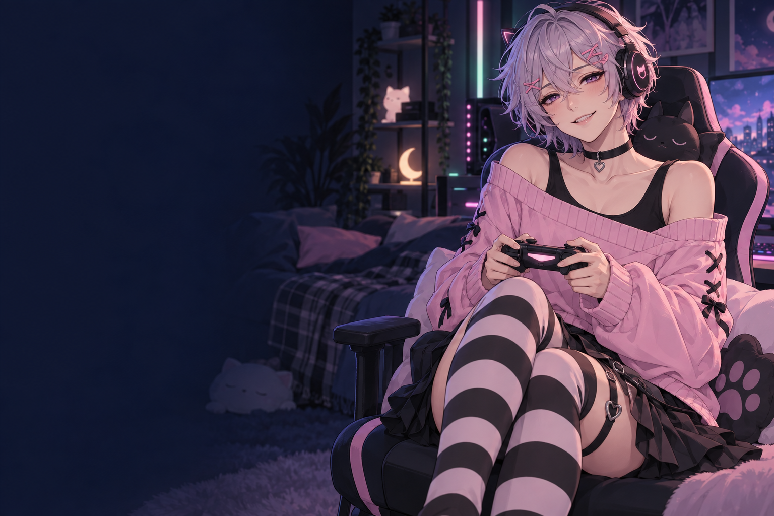 Фембой-геймер ищет друга для совместной игры в Lonly Games